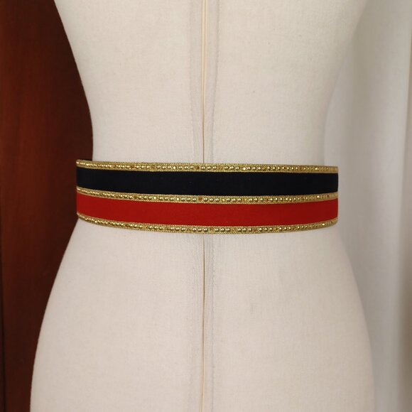 Vintage 80s St. John Sparkly Leather Waist Belt, Size 4, 28\